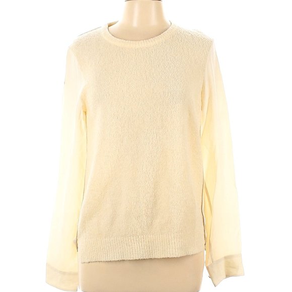 Theory Sweaters - Theory Wool Silk Rolleena Curlique Ivory Sweater
